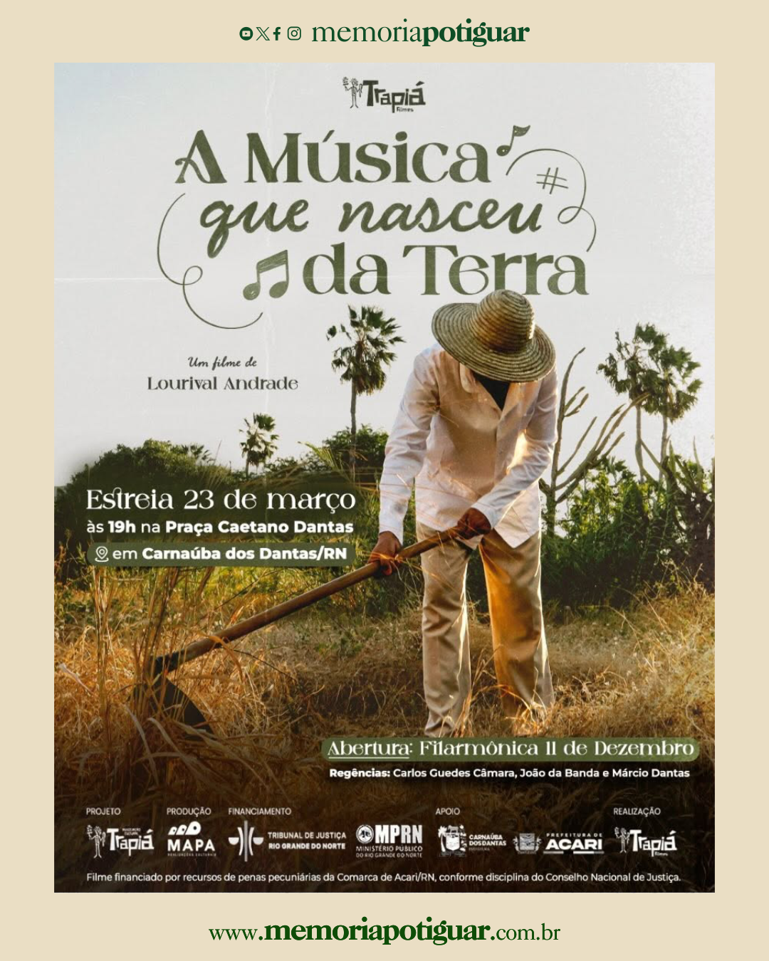 No momento, você está visualizando Maestro telúrico do sertão: filme “A música que nasceu da terra” será lançado em praça em Carnaúba dos Dantas